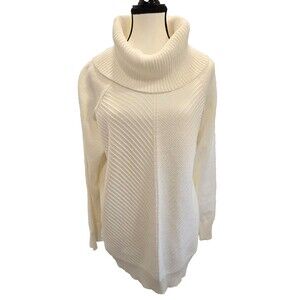 Calvin Klein Sweater Women's Large White Cowl Neck Textured Knit Pullover NWOT